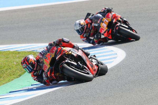 Maverick Vinales leads Pedro Acosta on track