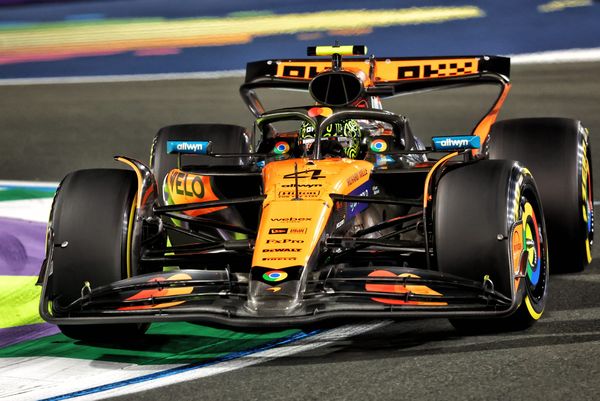 Lando Norris in the 2025 McLaren F1 car during Friday practice for the Saudi Arabian Grand Prix in Jeddah