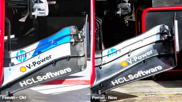 Ferrari F1 front wing comparison