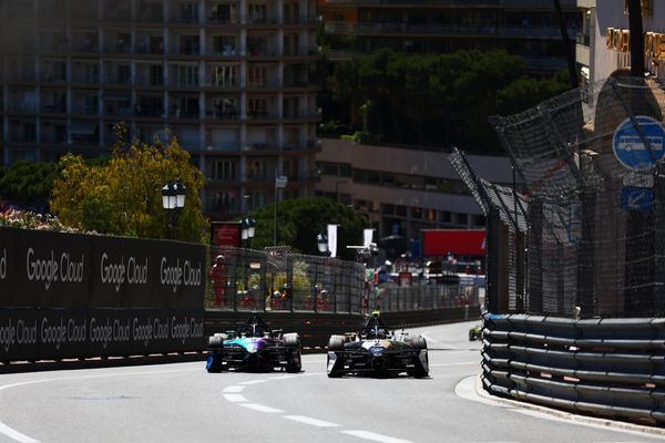 Dan Ticktum and Antonio Felix da Costa race during the Monaco E-Prix