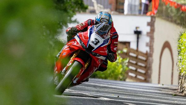 Dean Harrison races his Superbike at the 2026 Isle of Man TT