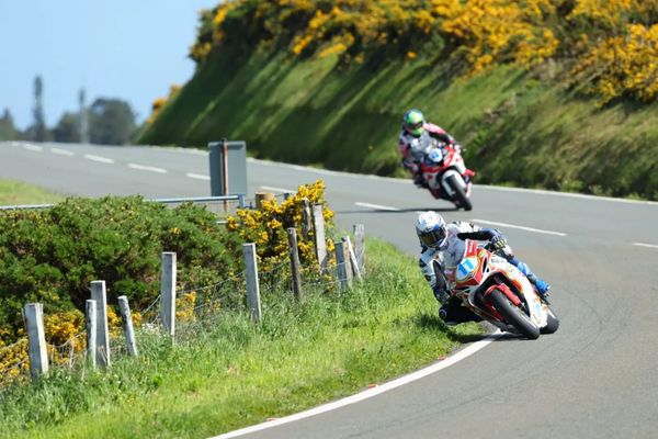 Two riders on the Mountain Course at the Isle of Man T