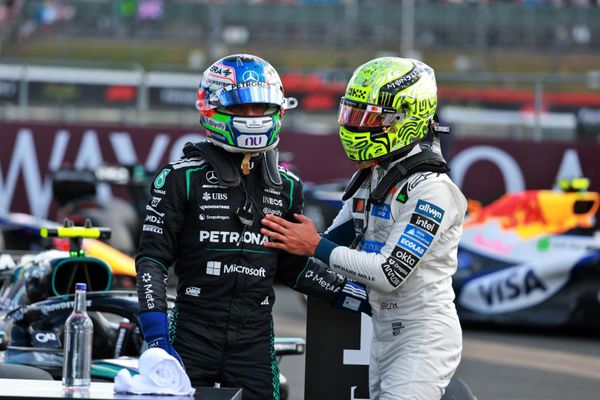 Kimi Antonelli, Mercedes, and Lando Norris, McLaren, F1
