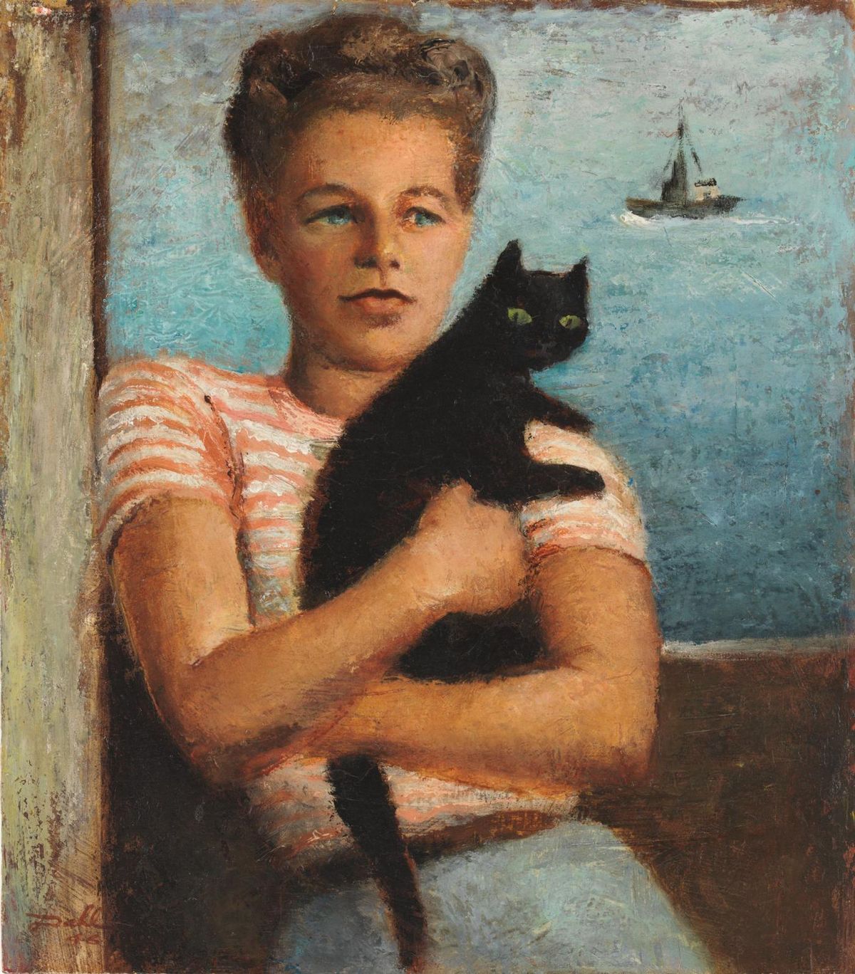 Artwork 12: Elizabeth Riddell with black Cat