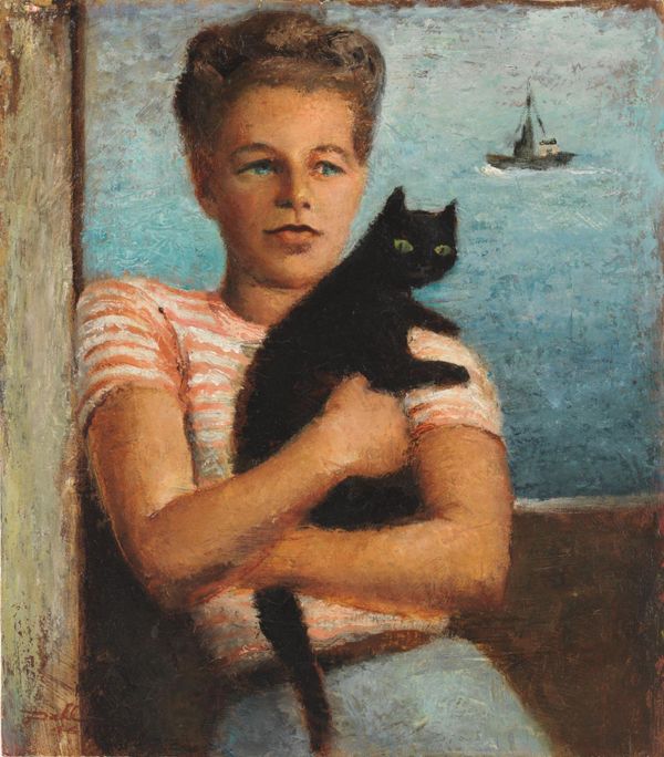 Artwork 12: Elizabeth Riddell with black Cat
