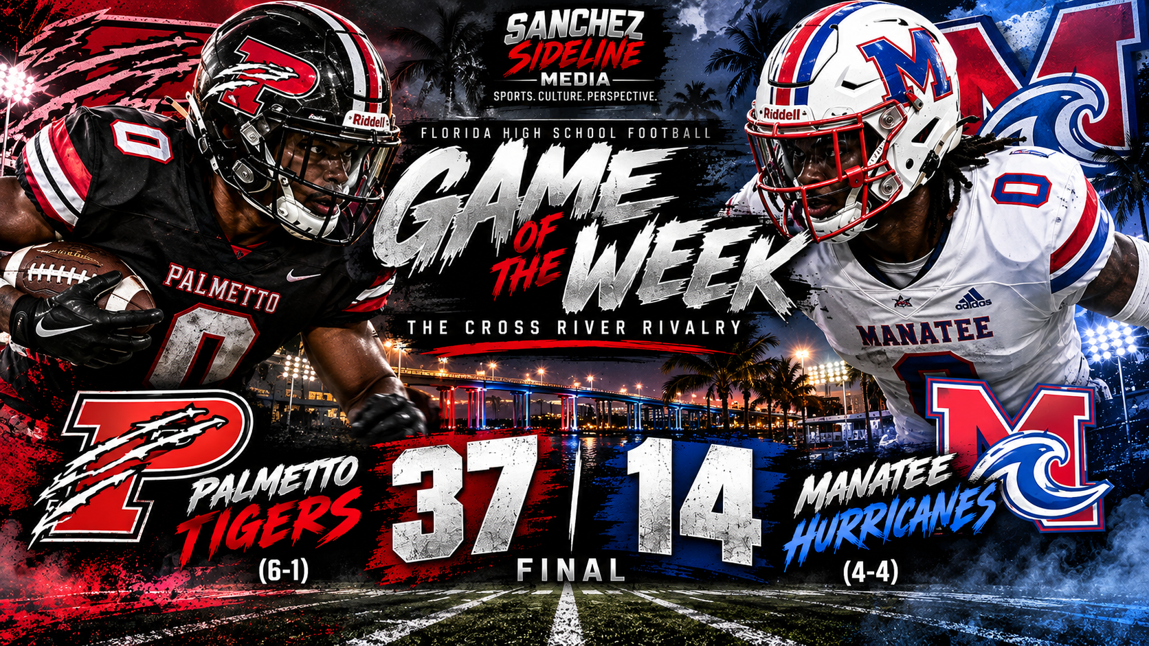 Palmetto Takes the Crown: Tigers Dominate Manatee 37β14 in Cross River Rivalry