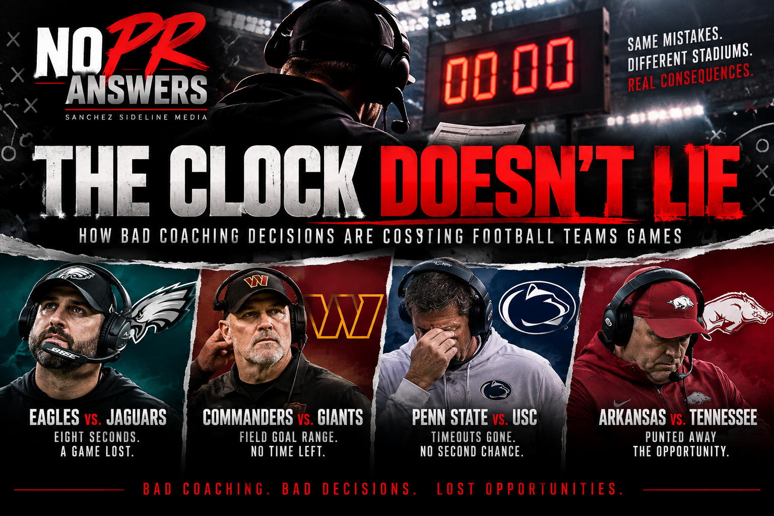 The Clock Doesn't Lie: How Bad Coaching Decisions Are Costing Football Teams Games