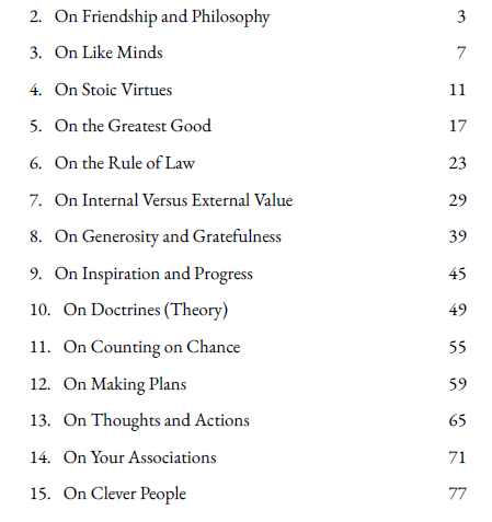 Table of Contents of Stoic Principles