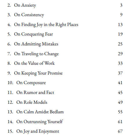Table of Contents of Stoic Lessons on Thinking Well