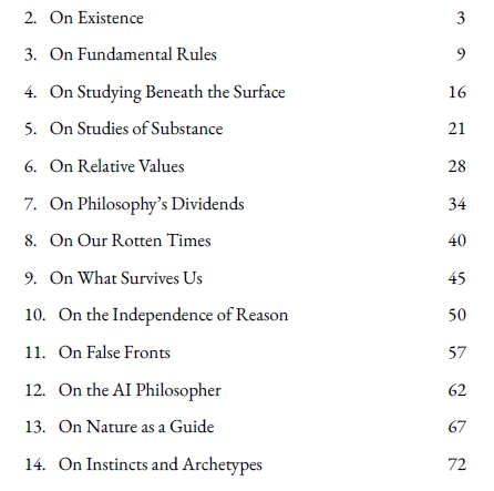 Table of Contents of Stoic Lessons on Understanding the World