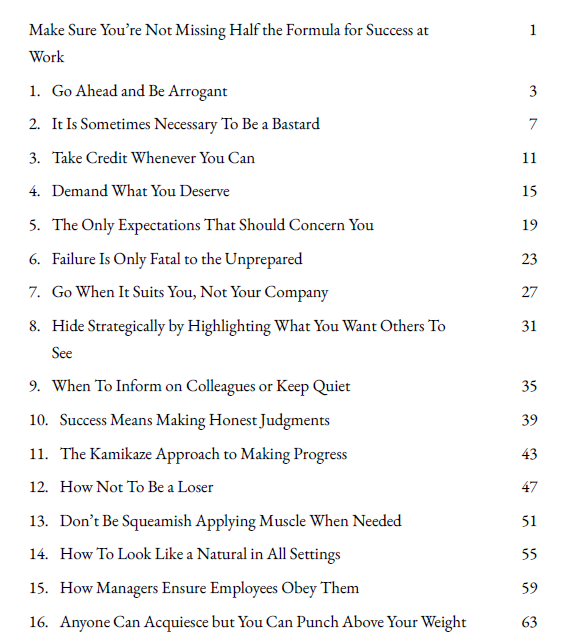 Table of contents of The Pragmatist's Rules for Work