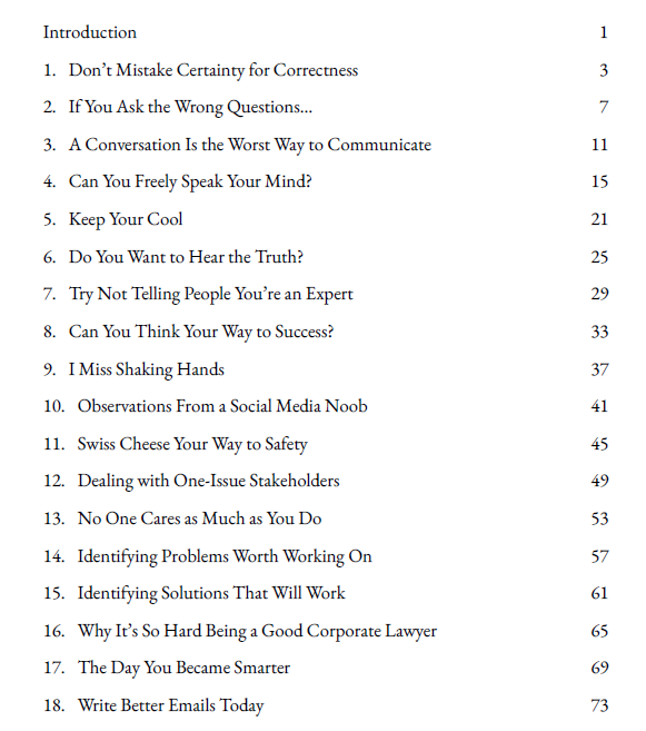 Table of contents of Problem Solving and Communication