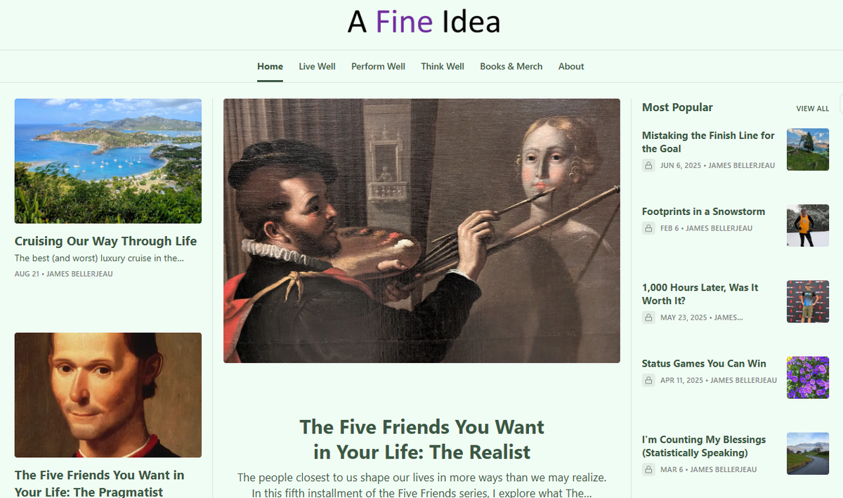 The home page of A Fine Idea on Substack