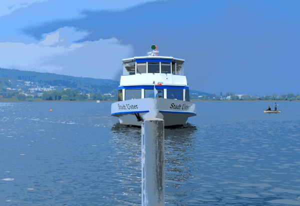 Ferry boat viewed head on