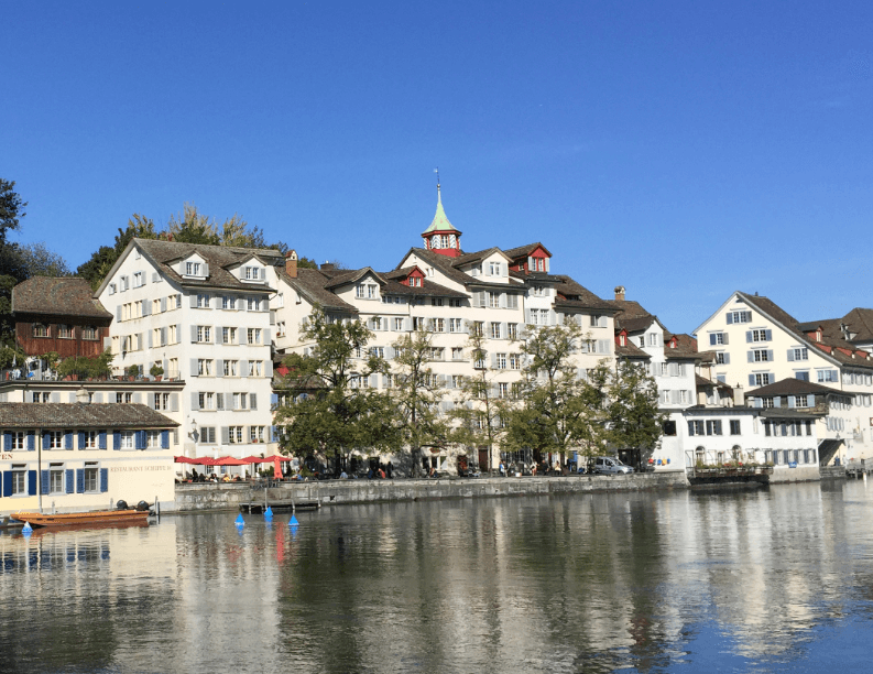Zurich cityscape seen from across the Limmat river