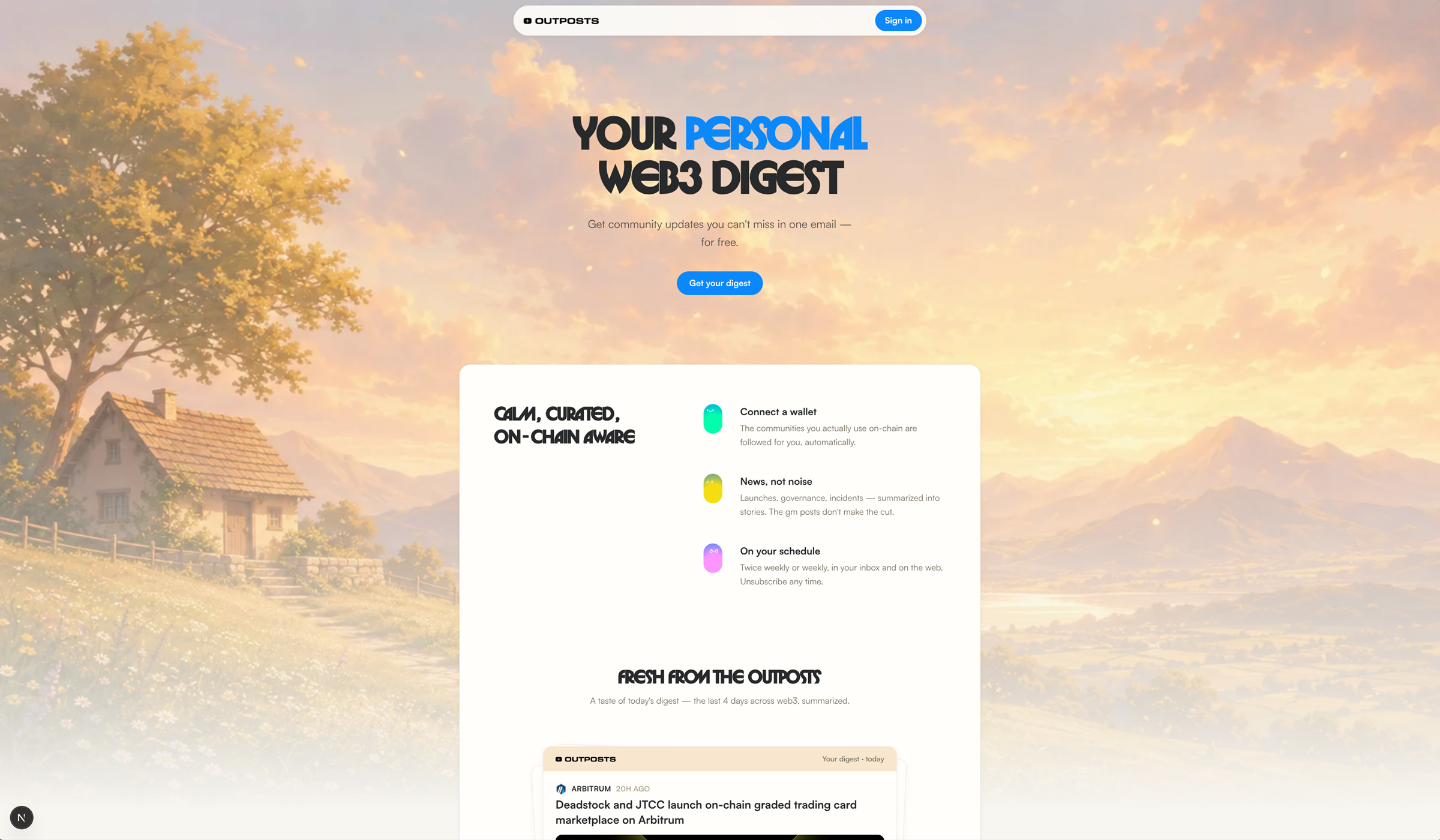 Image of the new landing page for Outposts.io