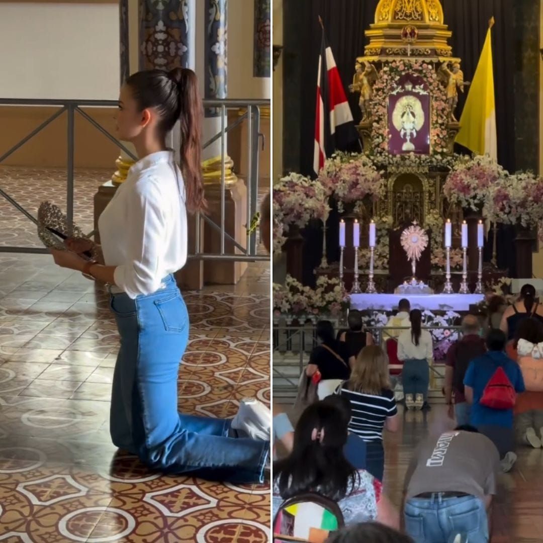 Miss Costa Rica agradece a Deus pela vitória e cumpre promessa à Virgem dos Anjos
