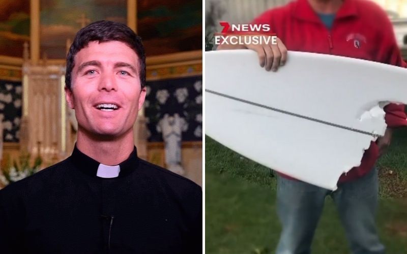[Vídeo] Emocionante! Padre salva surfista que estava sendo atacado por tubarão