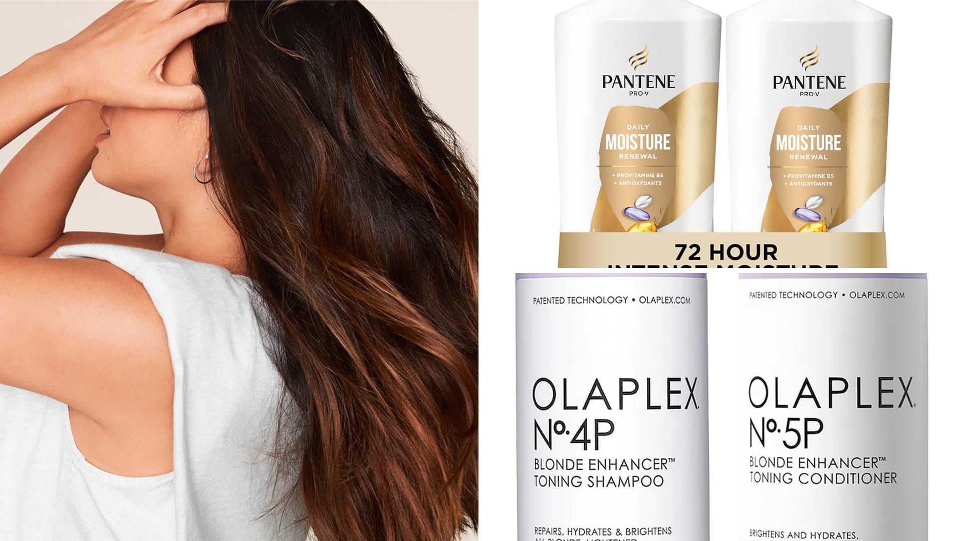 Shampoo and conditioner sets from Pantene, Olaplex and Living Proof
