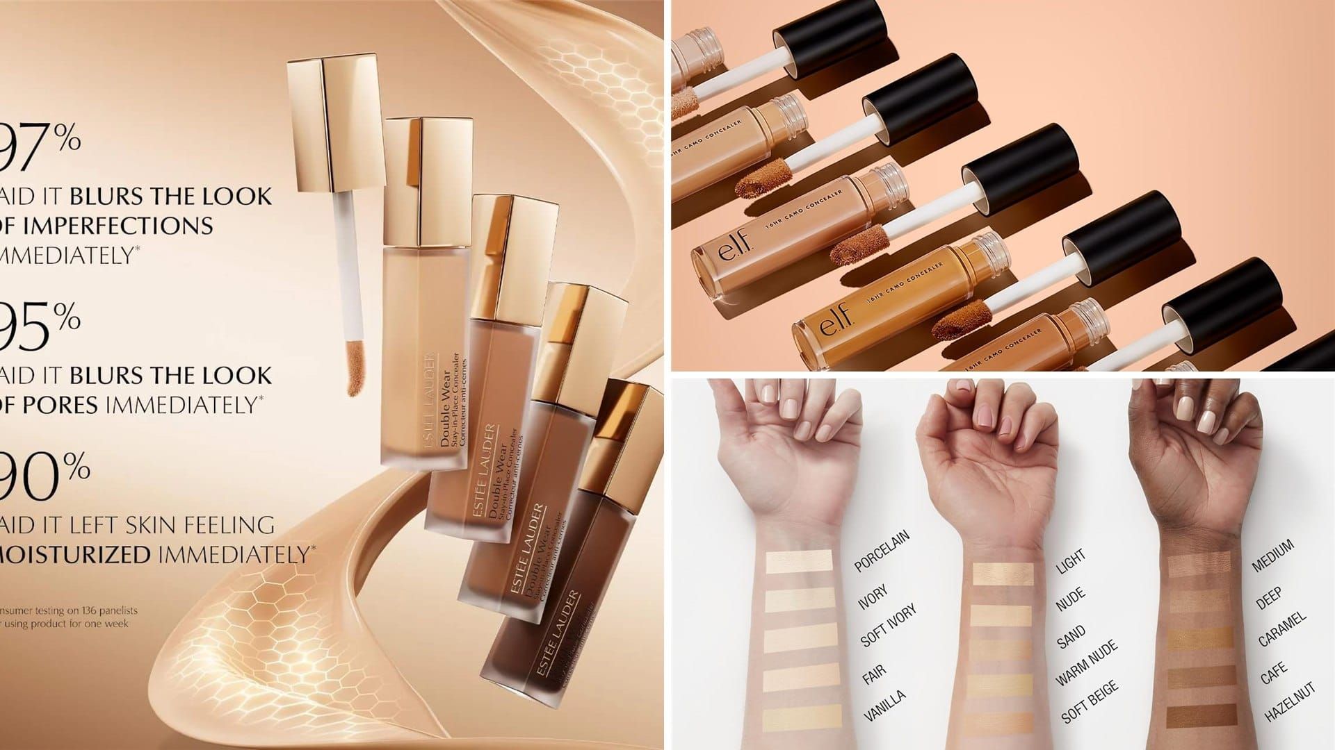 Concealer swatches and bottles