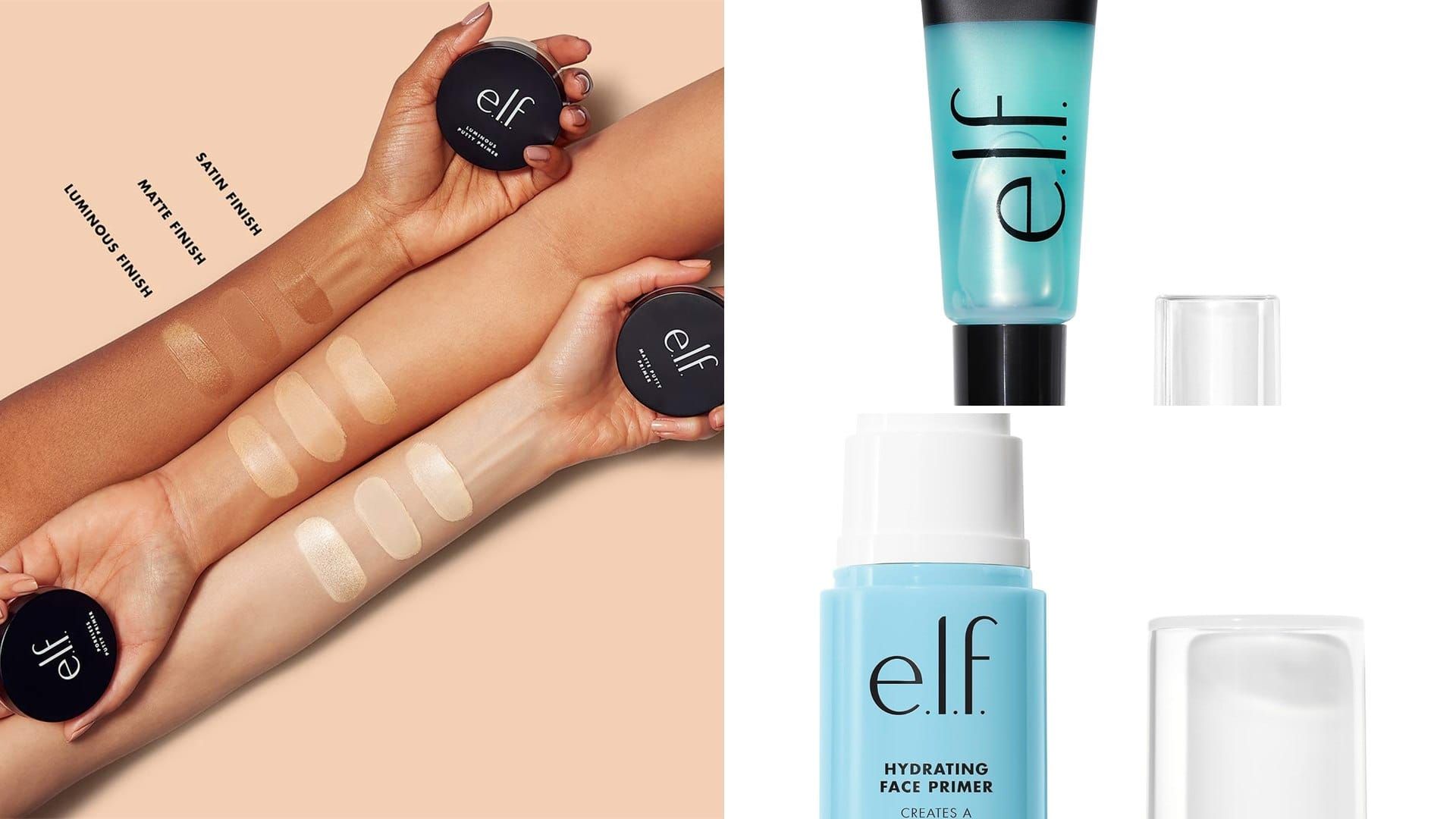 e.l.f. Power Grip, Hydrating and Putty primers with swatches