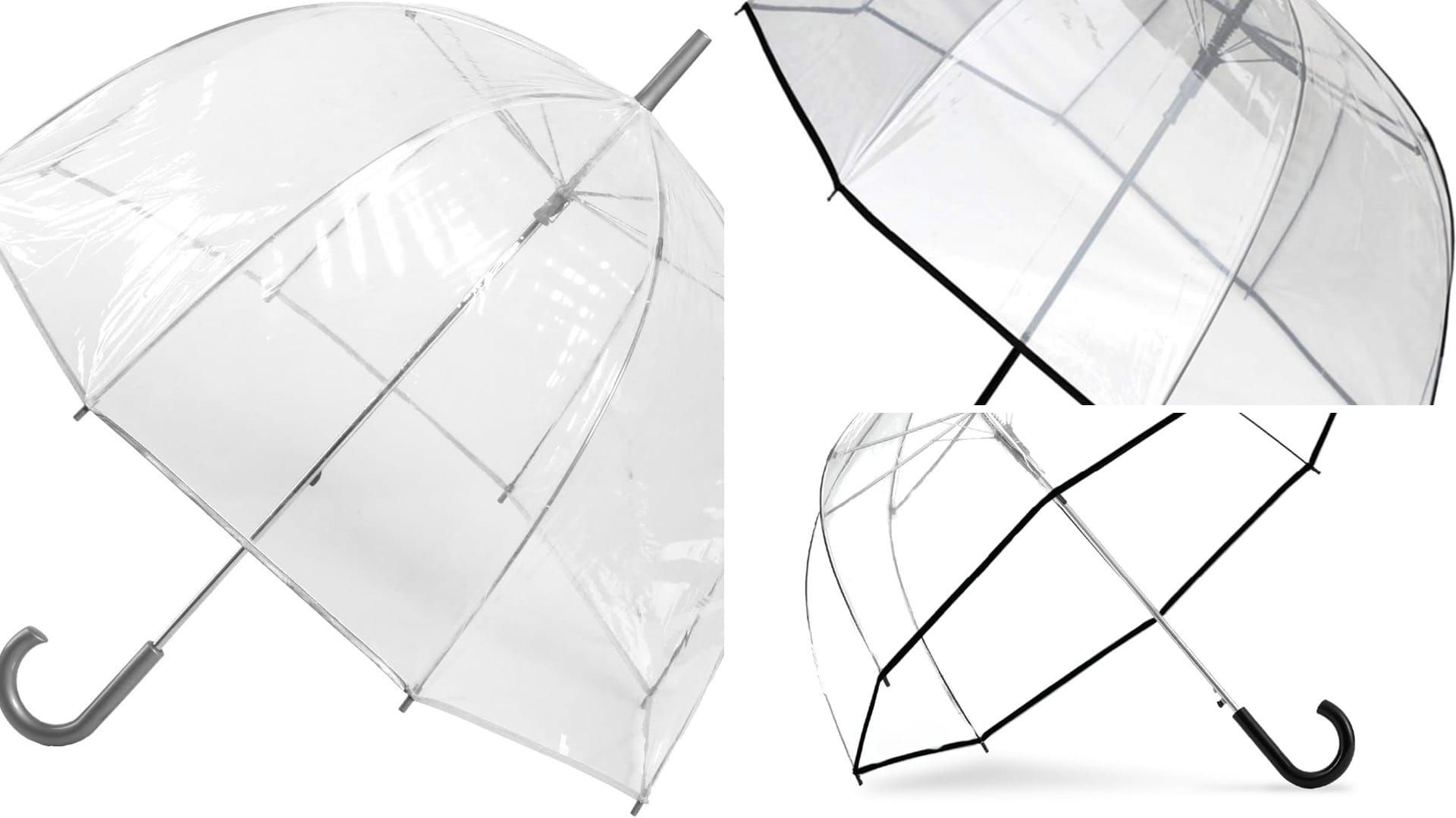 Clear dome umbrellas with black trim