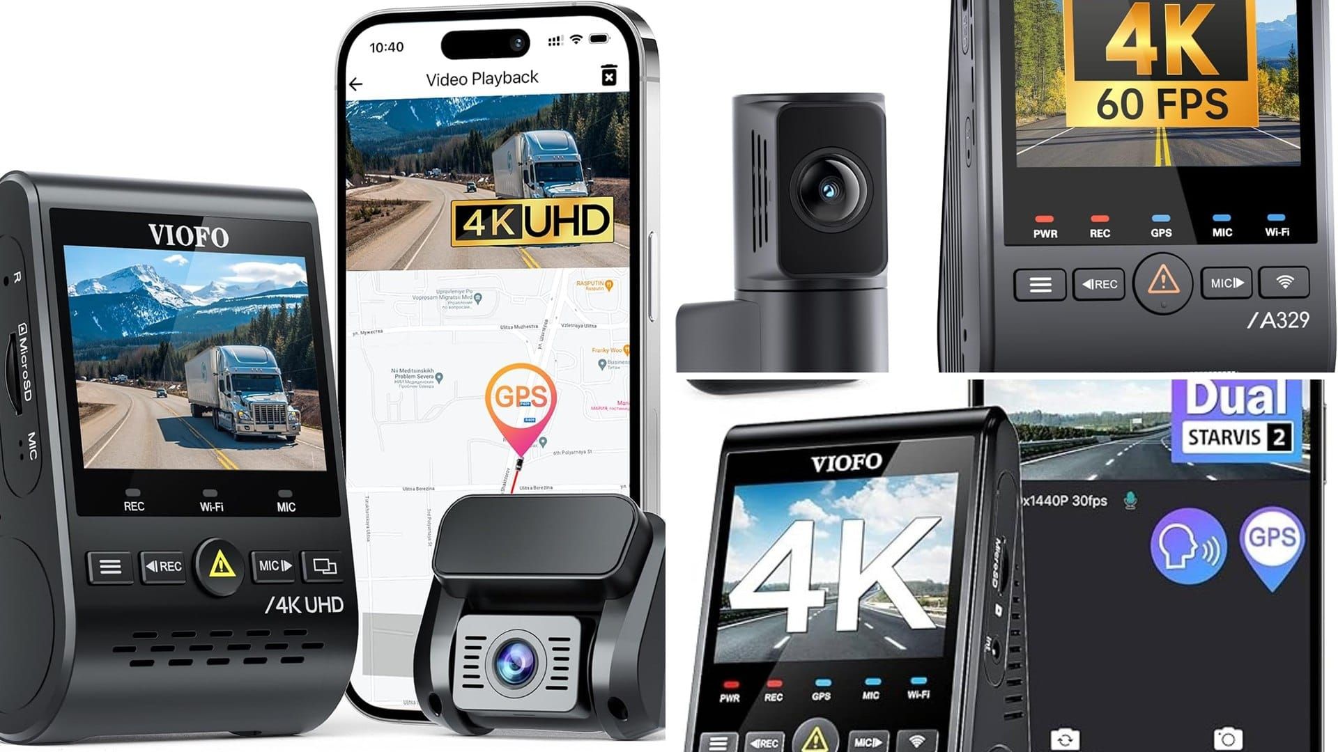Viofo dash cams with front and rear cameras and phone app