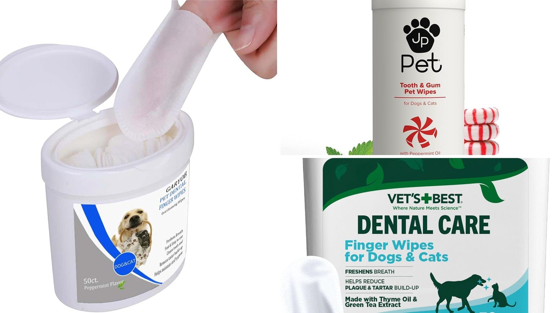 Dog dental wipes tubs and finger wipe