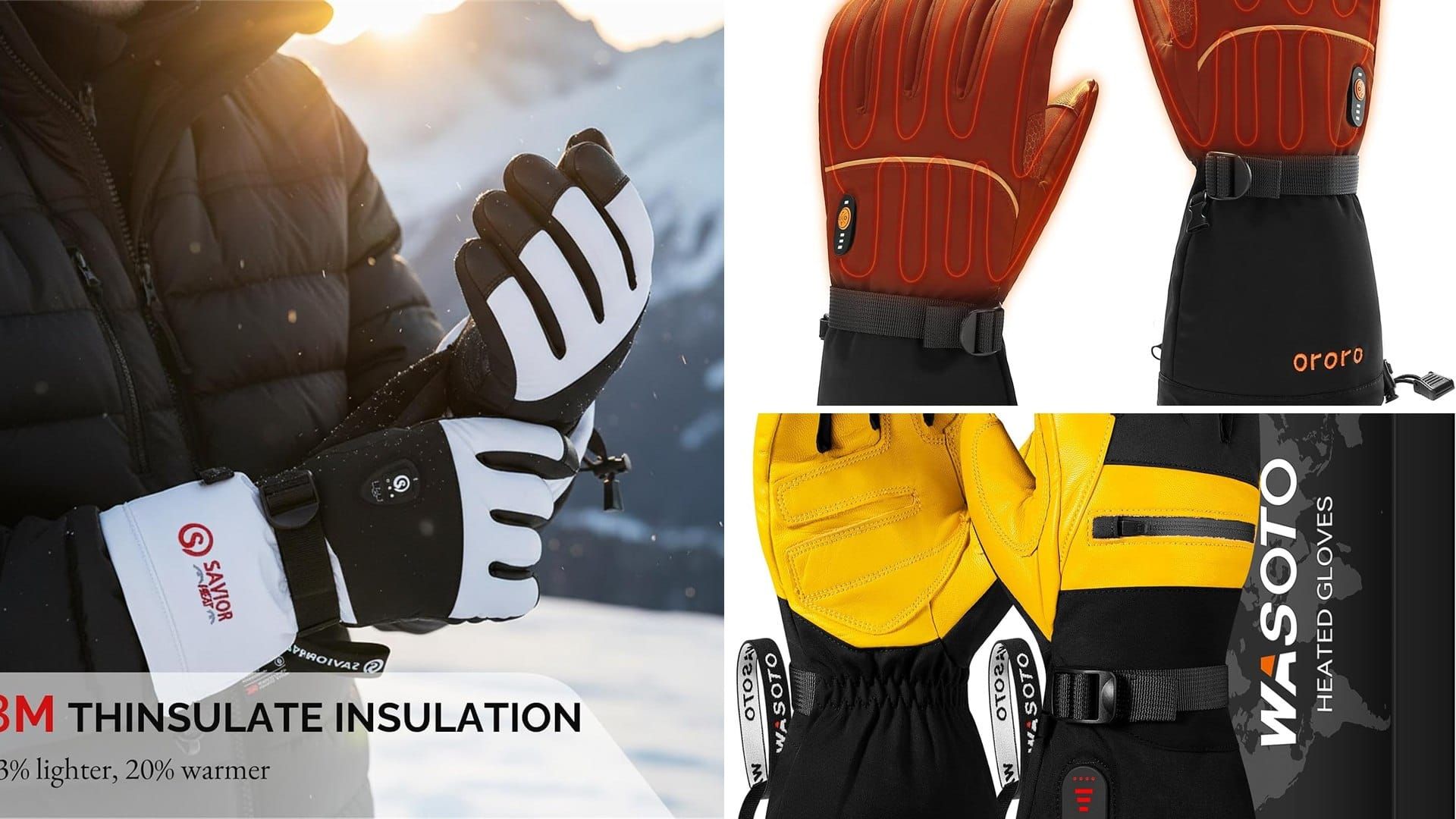 Three pairs of heated gloves for women