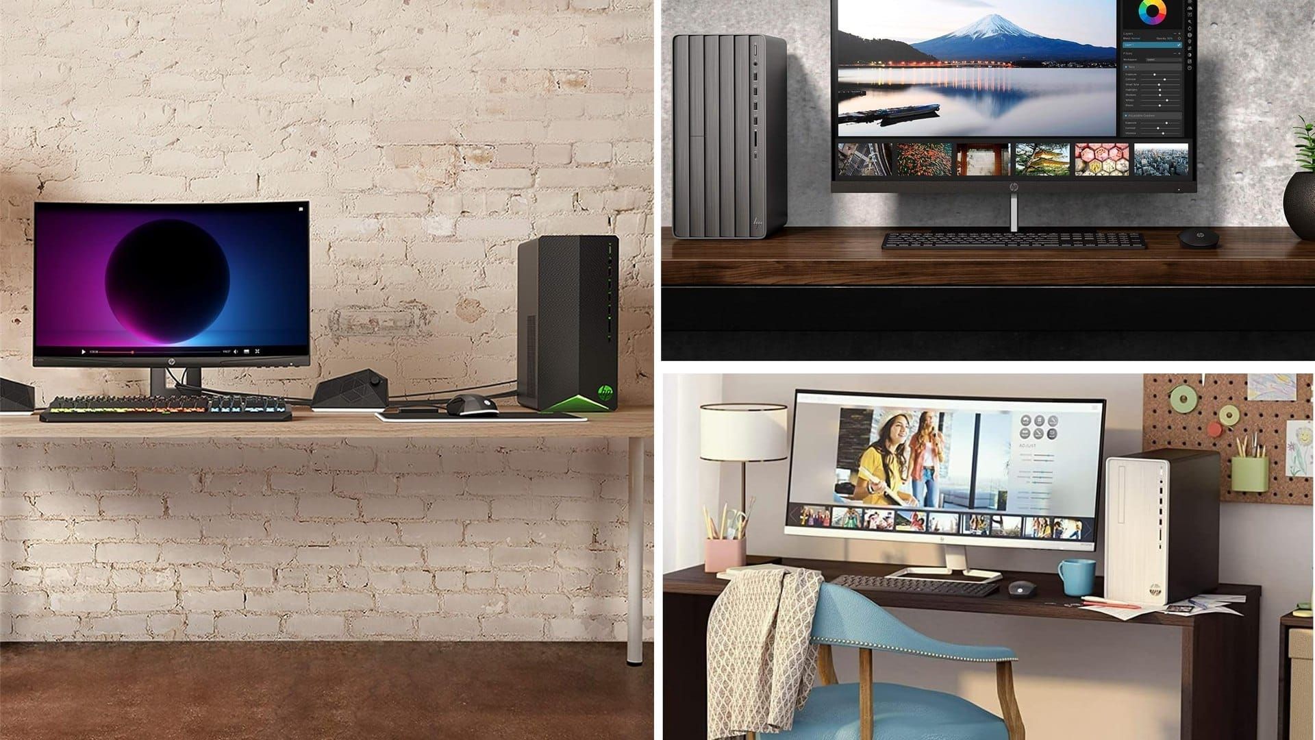 HP Pavilion desktop tower at a desk setup