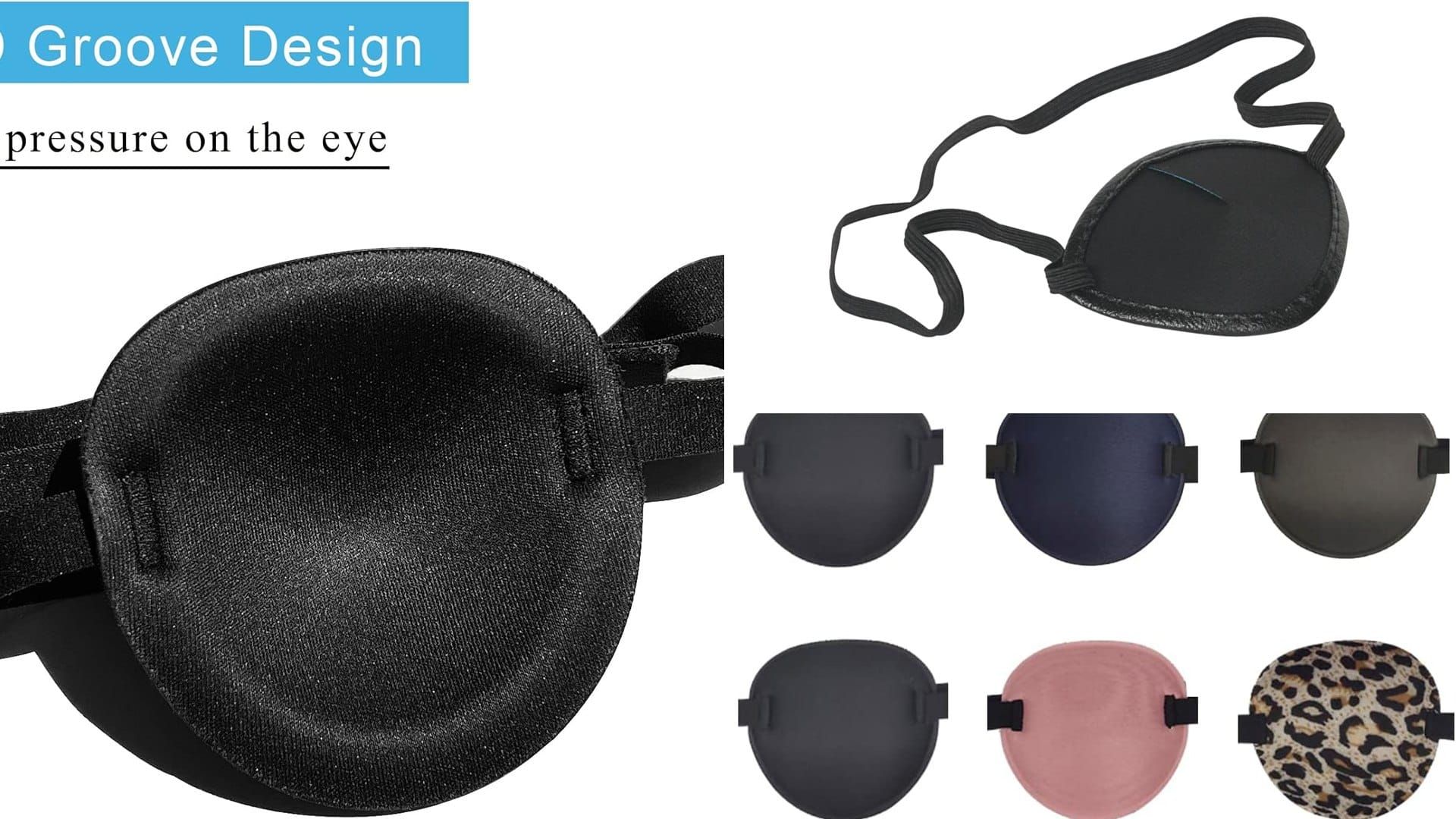 Black 3D medical eye patches in different colors