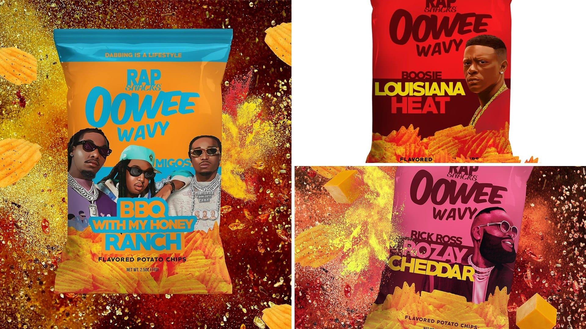 Rap Snacks wavy potato chips bags with flavors