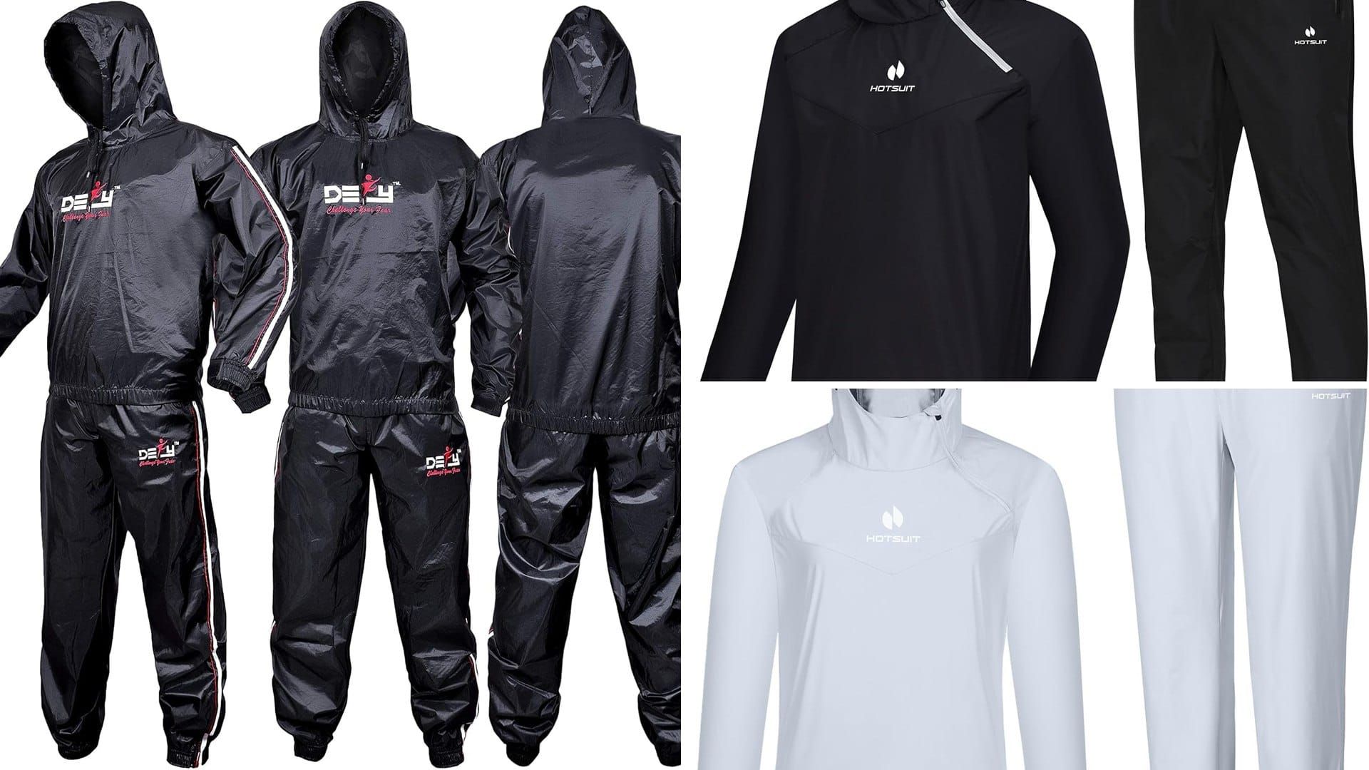 Black and white sauna suit jackets and pants