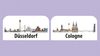 Illustration of famous landmarks in Düsseldorf and Cologne