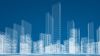 An illustration of buildings on a dark blue background