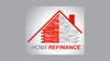 Illustration of a house with a brick wall and the words "home refinance"