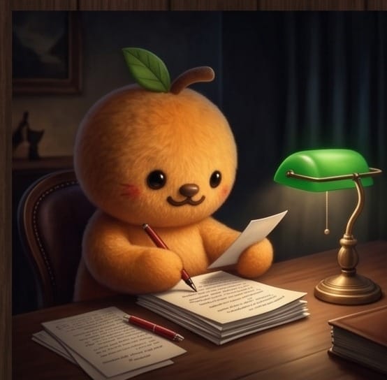 Otto reviewing a manuscript with an editor's eye
