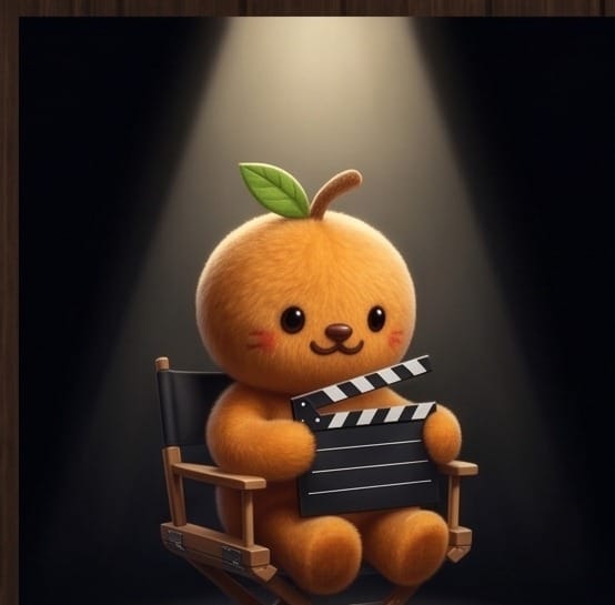 Otto in a director's chair with a clapperboard reading OTTO