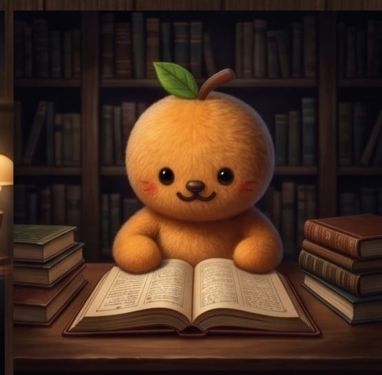 Otto keeping a series bible of notes on a shelf of books