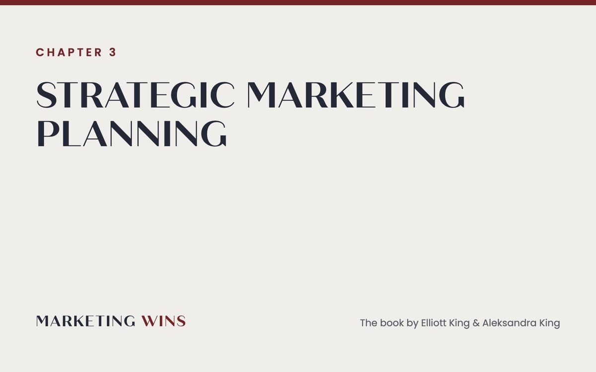 Chapter 3 of the Marketing Wins book: strategic marketing planning, from the FiMO model to personas and USPs
