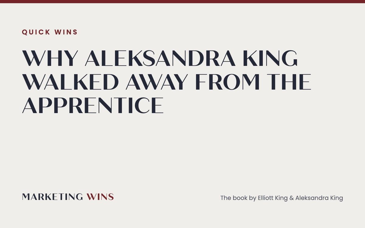 Aleksandra King (often searched as Alexandra King), Marketing Wins co-author, pictured for the Apprentice walkout story