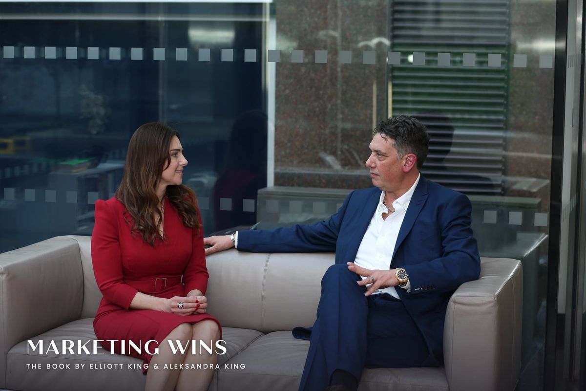 Aleksandra King (often searched as Alexandra King) and Elliott King, authors of Marketing Wins, at the brand shoot.