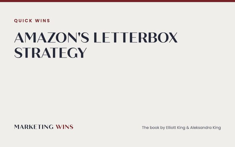 Quick Wins feature card: Amazon's letterbox strategy for building customer trust, from Marketing Wins