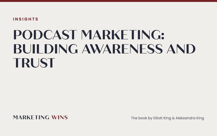 Podcast microphone artwork for a Marketing Wins insight on podcast marketing, brand awareness and listener trust