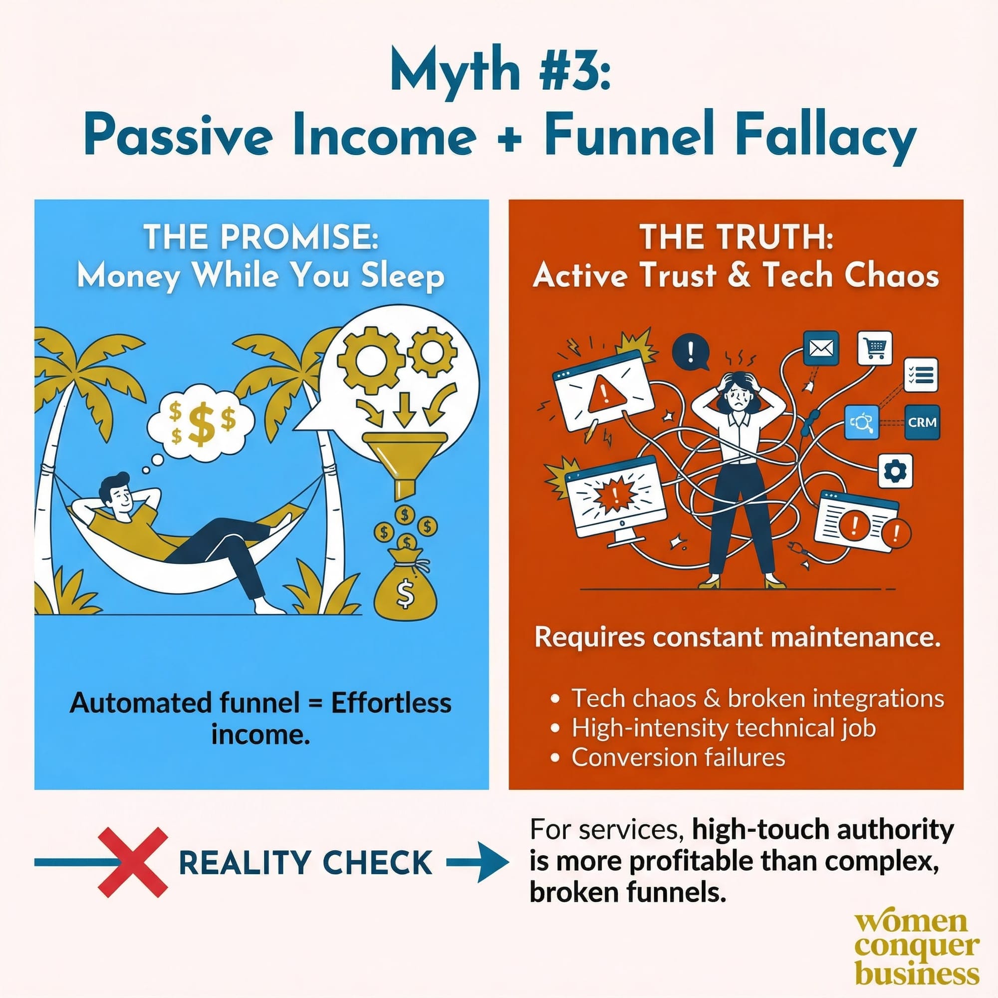 solopreneur marketing myths passive income and funnel fallacy