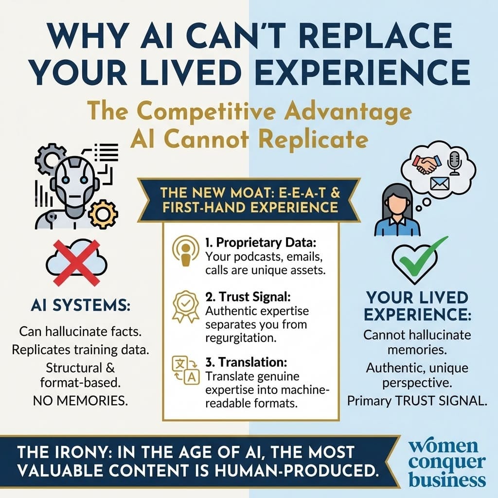 Why AI can't replace your lived experience: trust signals, data, and more