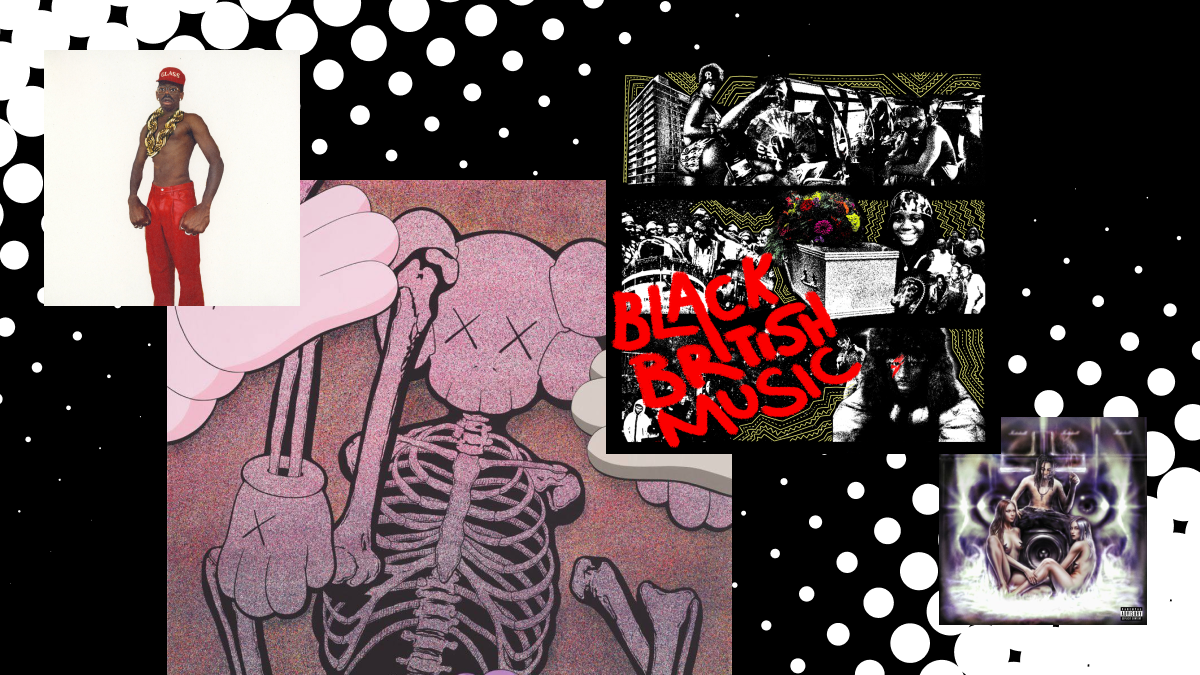 A collage of album covers including: DON'T TAP THE GLASS, Let God Sort 'Em Out, Black British Music (2025), and REST IN BASS