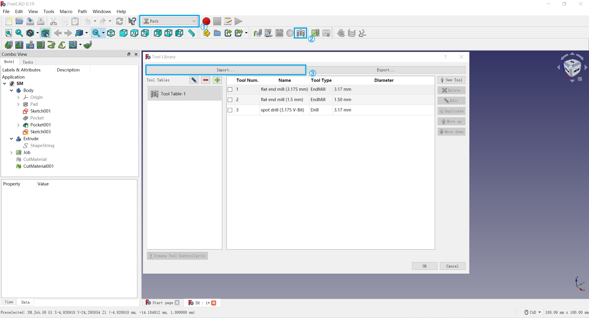 Import a tool library in FreeCAD - 2