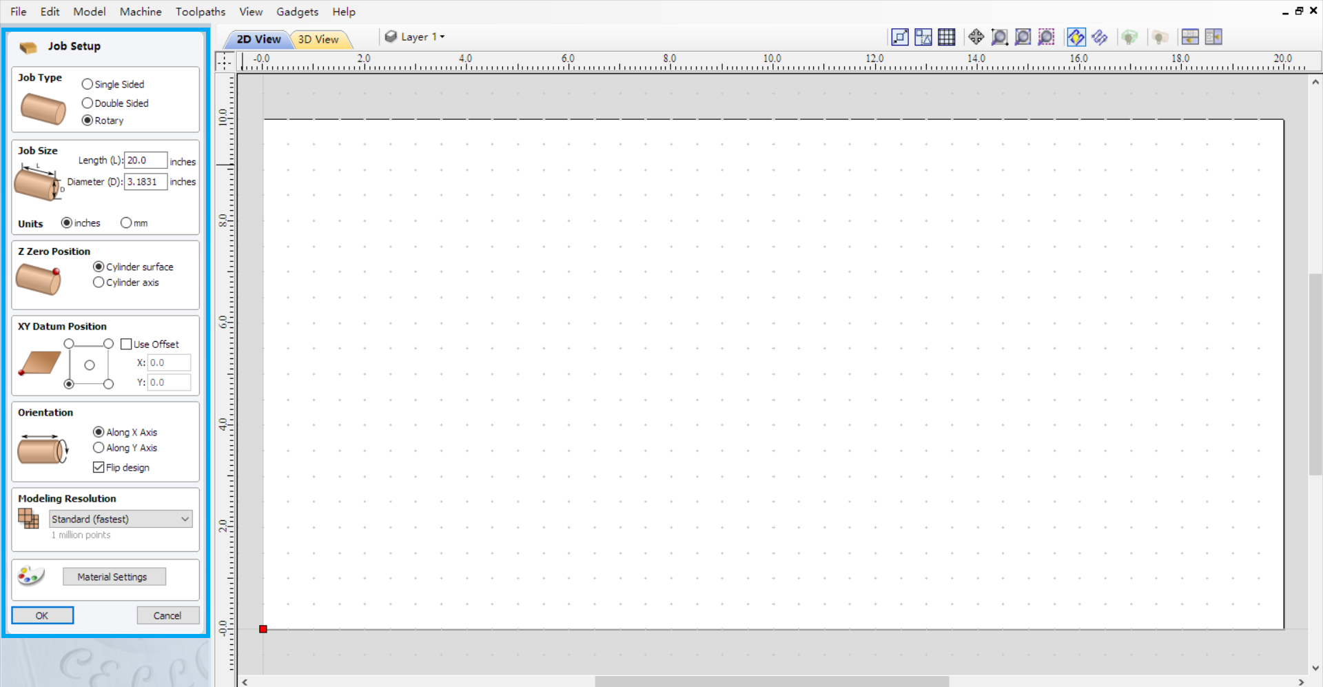 setting the coordinate system and the stock parameters. 