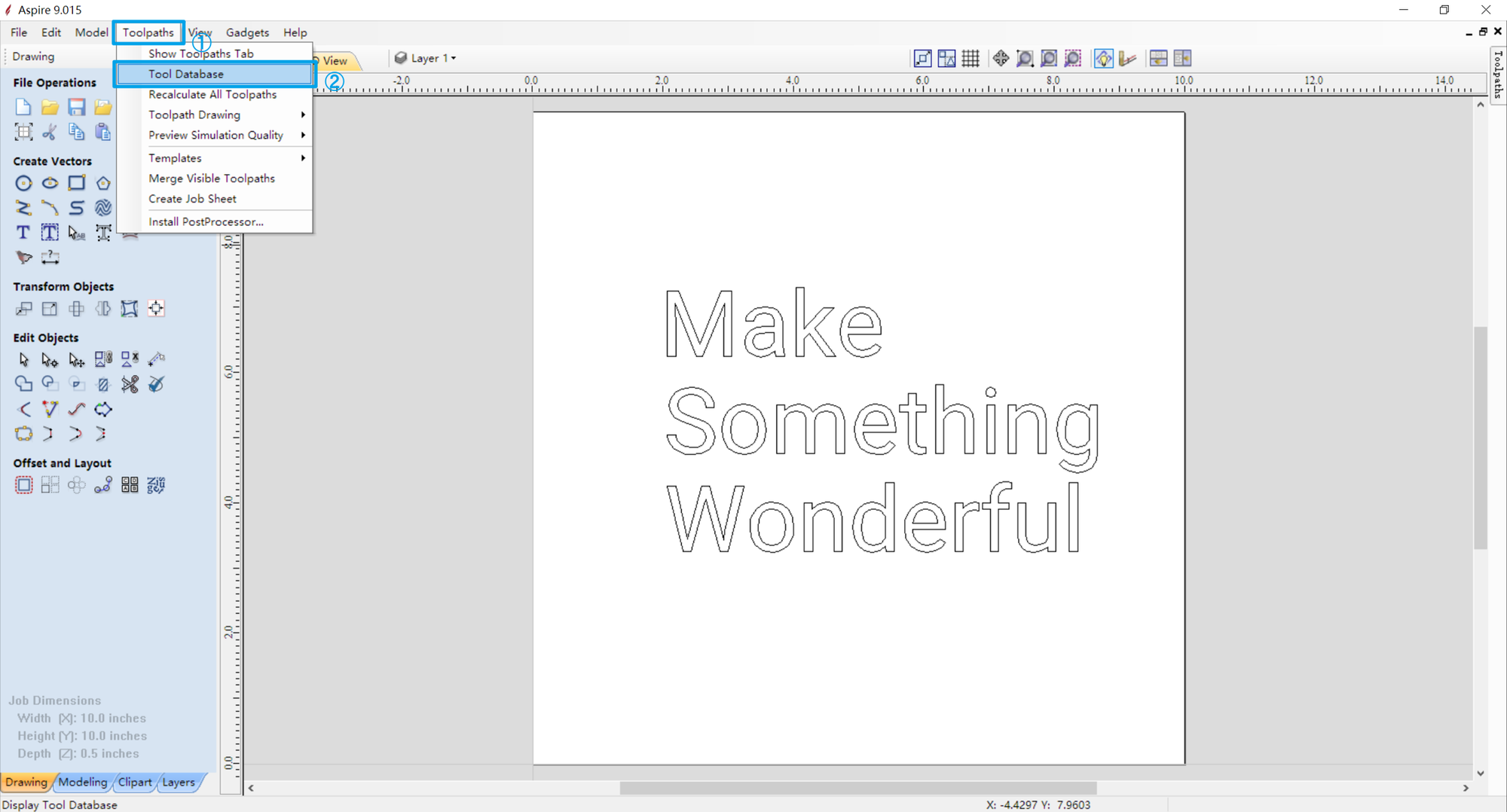 Import a tool library in Aspire - 1